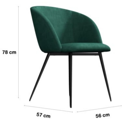 Mid-Century Teal Velvet Dining Chair Set of 2 - Image 2