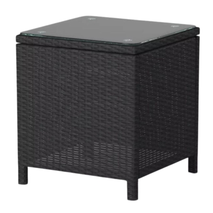 Lucia 2 Seater Rattan Outdoor Balcony Set Black - Image 2