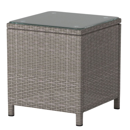 Lucia 2 Seater Rattan Outdoor Balcony Set Natural Grey - Image 2