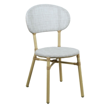 Curly Natural and White 2 Seater Rattan Outdoor Bistro Set - Image 2