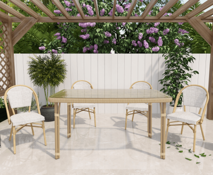 Momo Sun Proof Rattan Natural Outdoor Dining Set - Image 7