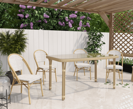 Momo Sun Proof Rattan Natural Outdoor Dining Set - Image 8
