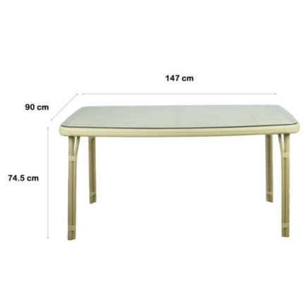 Momo Sun Proof Rattan Natural Outdoor Dining Set - Image 3