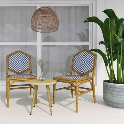 Miley French Flair Blue Outdoor Dining Chair Set of 2 - Image 6