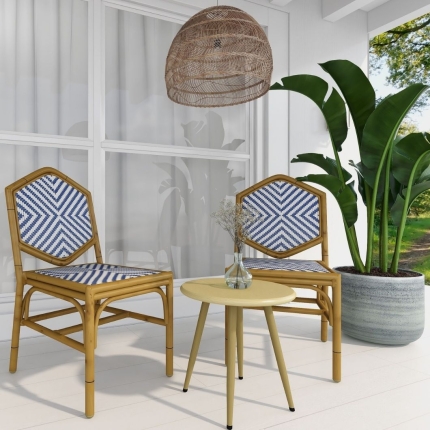 Miley French Flair Blue Outdoor Dining Chair Set of 2 - Image 5