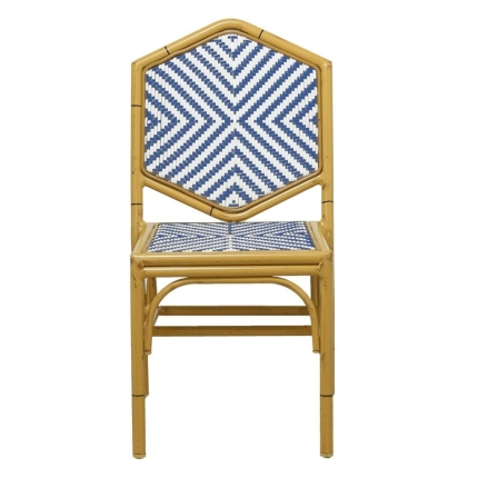 Miley French Flair Blue Outdoor Dining Chair Set of 2 - Image 3
