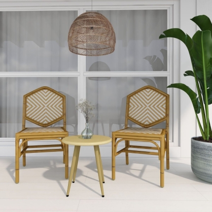 Miley French Flair Natural Outdoor Dining Chair Set of 2 - Image 5