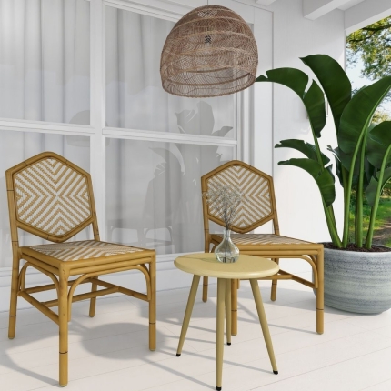 Miley French Flair Natural Outdoor Dining Chair Set of 2 - Image 6