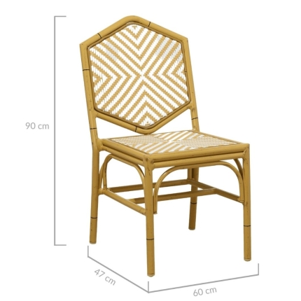 Miley French Flair Natural Outdoor Dining Chair Set of 2 - Image 2