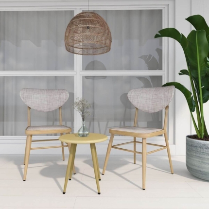 Sammy Modern Retro Natural White Outdoor Dining Chair Set of 2 - Image 6