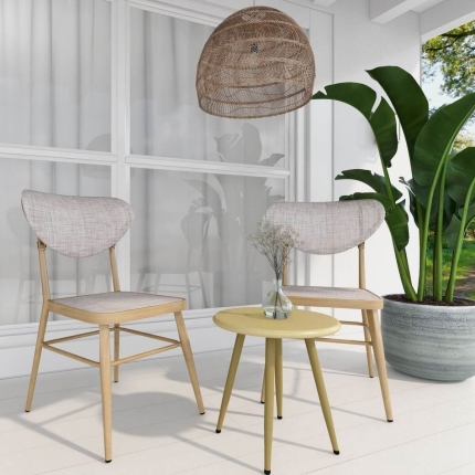 Sammy Modern Retro Natural White Outdoor Dining Chair Set of 2 - Image 7