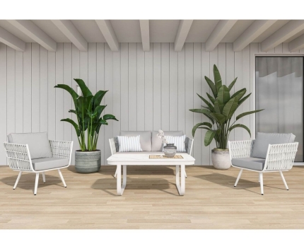 Milano White Outdoor Two-Seater Sofa with Cushions - Image 3