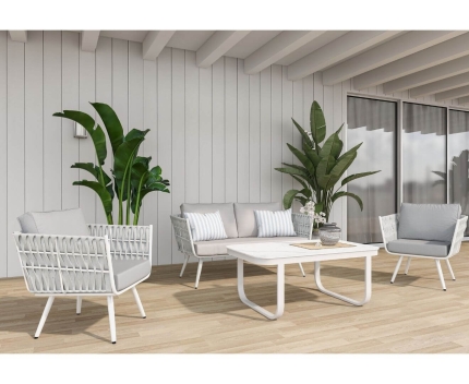 Milano White Outdoor Two-Seater Sofa with Cushions - Image 4