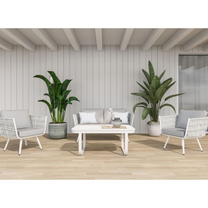 Cattleya White 4 Seater Aluminium Outdoor Lounge Set - Image 5