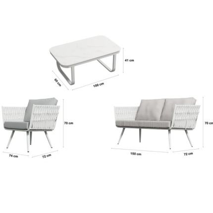 Cattleya White 4 Seater Aluminium Outdoor Lounge Set - Image 4