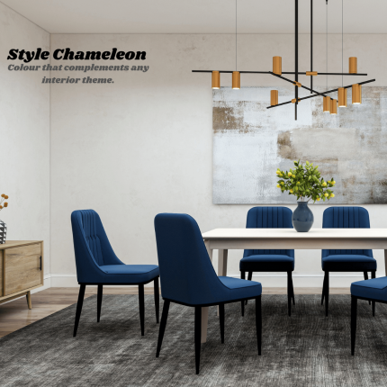 Stan Navy Elegant Classic Design Dining Chair Set of 2 - Image 6