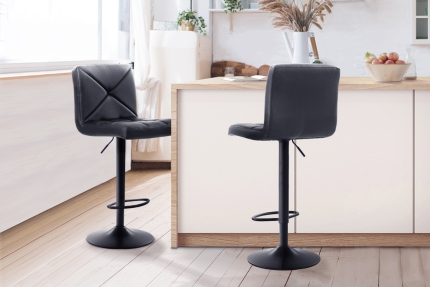 Artiss Set of 2 PU Leather Gas Lift Bar Stools - Black - Image 8