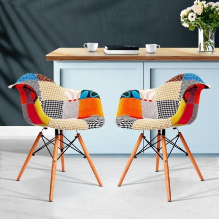 Artiss Set of 2 Fabric Dining Chairs - Image 7