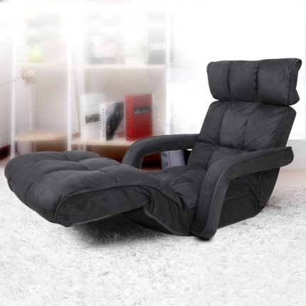 Artiss Adjustable Lounger with Arms - Charcoal - Image 7
