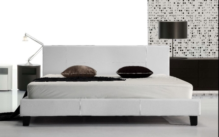 King PU Leather Bed Frame White - Image 2
