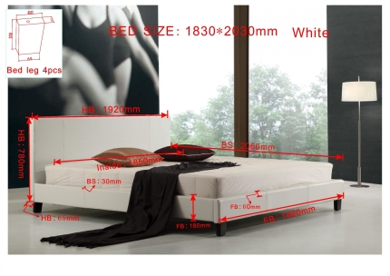 King PU Leather Bed Frame White - Image 7