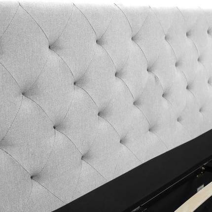 King Fabric Gas Lift Bed Frame with Headboard - Grey - Image 3