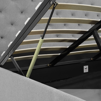 King Fabric Gas Lift Bed Frame with Headboard - Grey - Image 7