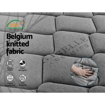 Giselle Bedding Queen Size Mattress Bed Medium Firm Foam Pocket Spring 22cm Grey - Image 5