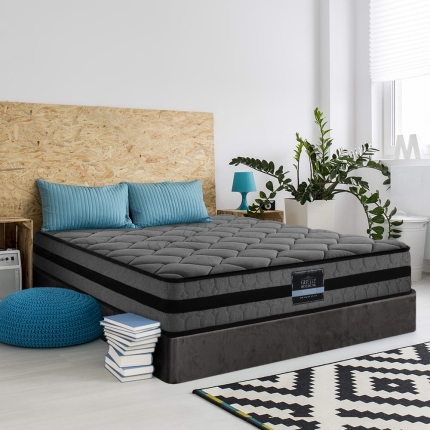 Giselle Bedding Queen Size Mattress Bed Medium Firm Foam Pocket Spring 22cm Grey - Image 7