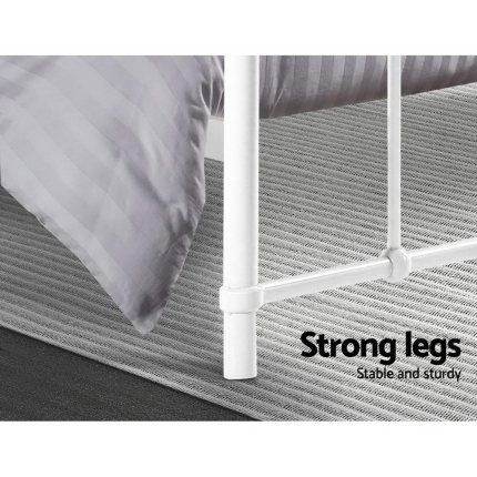 Metal Bed Frame Queen Size Platform Foundation Mattress Base Leo White - Image 6