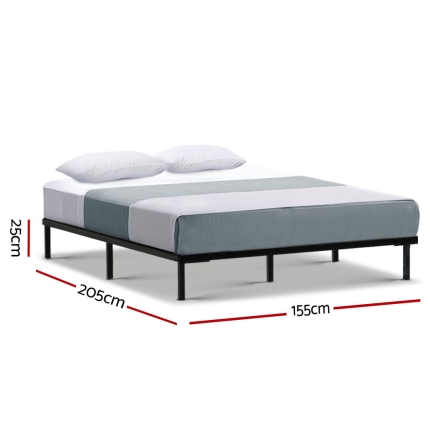 Metal Bed Frame Queen Size Mattress Base Platform Foundation Wooden Black TED - Image 2