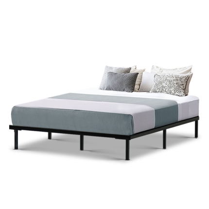 Metal Bed Frame Queen Size Mattress Base Platform Foundation Wooden Black TED - Image 3