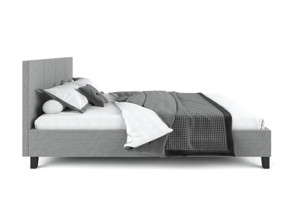 Pale Fabric Bed Frame - Grey Double - Image 2