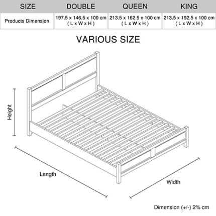 Cielo Bedframe Queen Size Oak - Image 5