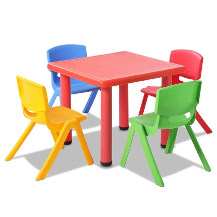 Keezi 5 Piece Kids Table and Chair Set - Red - Image 3