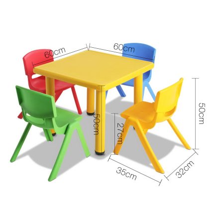 Keezi 5 Piece Kids Table and Chair Set - Yellow - Image 2