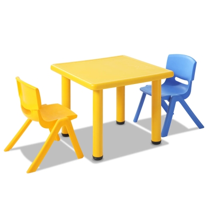 Keezi 5 Piece Kids Table and Chair Set - Yellow - Image 4