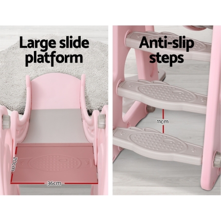 Keezi Kids Slide Swing Outdoor Indoor Playground Basketball Hoop Play Toddler Pink - Image 5