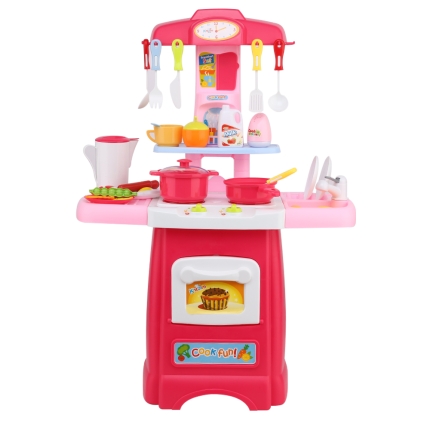 Keezi Kids Kitchen and Trolley Playset - Red - Image 3