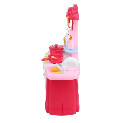 Keezi Kids Kitchen and Trolley Playset - Red - Image 4