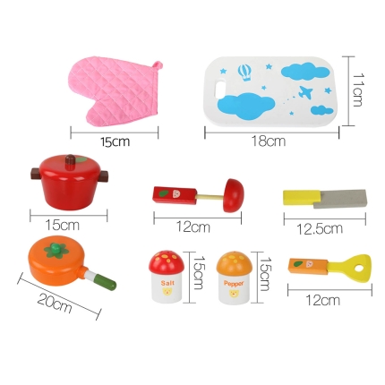 Keezi 10 Piece Kids Kitchen Play Set - Image 3