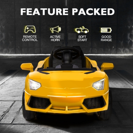 ROVO KIDS Ride-On Car LAMBORGHINI Inspired - Electric Battery Remote Yellow - Image 2