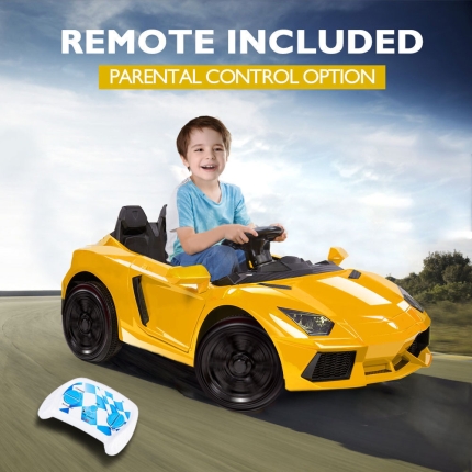ROVO KIDS Ride-On Car LAMBORGHINI Inspired - Electric Battery Remote Yellow - Image 3