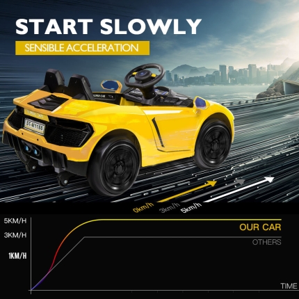 ROVO KIDS Ride-On Car LAMBORGHINI Inspired - Electric Battery Remote Yellow - Image 4