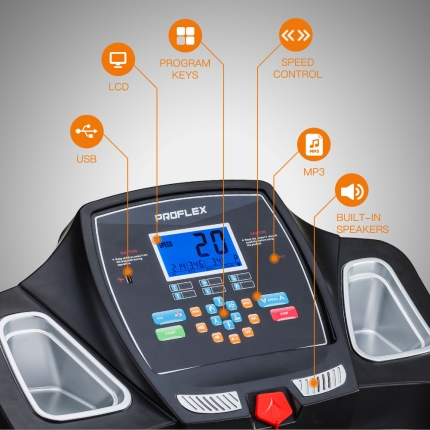 PROFLEX Electric Treadmill w/ Fitness Tracker Home Gym Exercise Equipment - Image 5