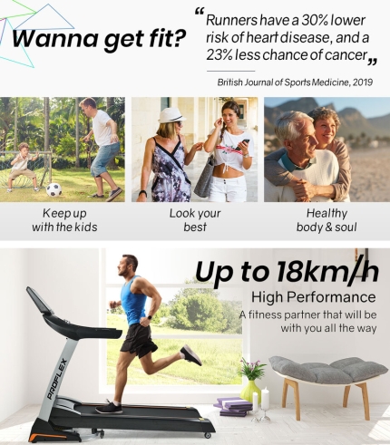 PROFLEX Electric Treadmill Auto Incline Foldable Exercise Run Machine Fitness Gym 4HP 480mm Belt - Image 3