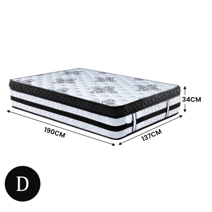 Laura Hill Double Mattress Bed Size Euro Top 5 Zone Spring Foam 34cm Bedding Pocket - Image 2