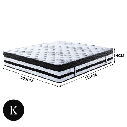 Laura Hill King Mattress Bed Size Euro Top 5 Zone Spring Foam 34cm Bedding - Image 10