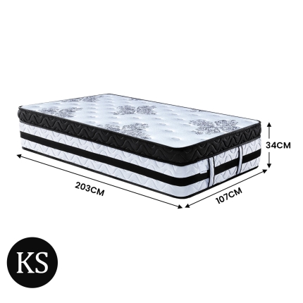 Laura Hill King Single Mattress Bed Size Euro Top 5 Zone Spring Foam 34cm - Image 2