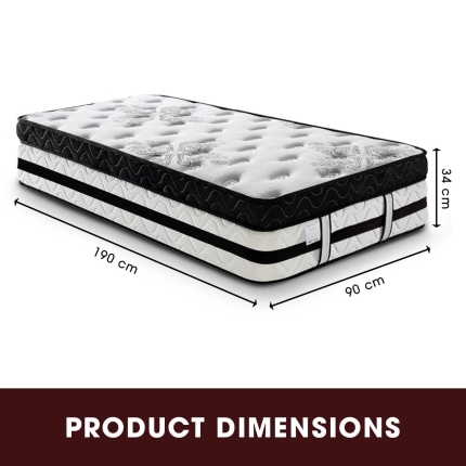 Laura Hill Single Mattress Bed Size Euro Top 5 Zone Spring Foam 34cm Bedding - Image 6